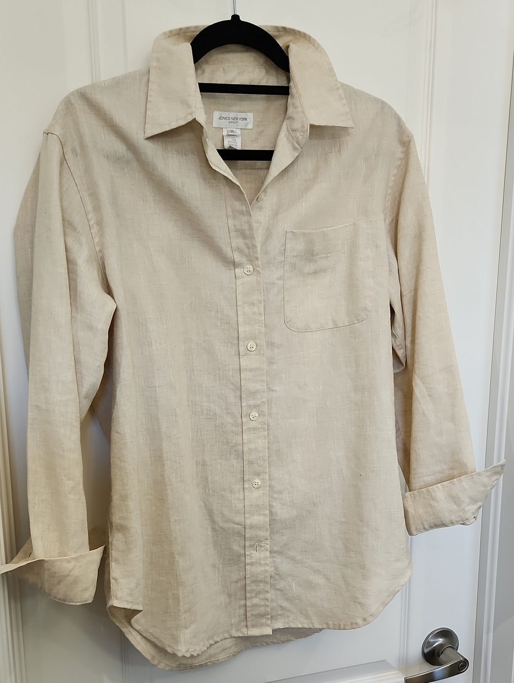 M Jones New York 100% Linen Button Down Shirt In Natural Colour.